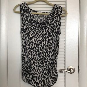 Sexy sleeveless animal print drape neck top